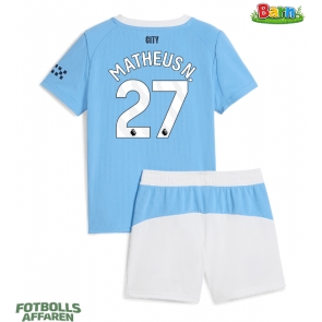 Manchester City Matheus Nunes #27 Hemmaställ Barn 2025-26 Kortärmad (+ Korta byxor)